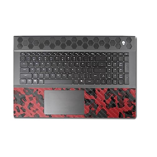 Image of MightySkins Carbon Fiber Skin Compatible with Alienware M18 R1 (2023) Full Wrap Kit - Red Modern Camo | Protective, Durable Textured Carbon Fiber Finish | Easy to Apply | Made in The USA