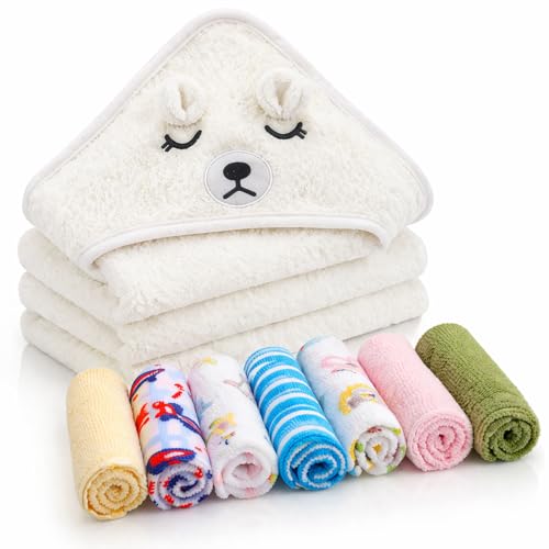 Serviette à capuche pour bébé et 7 chiffons le cadeau de naissance idéal - 2