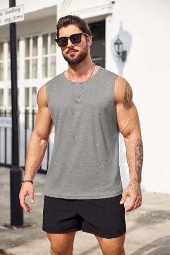 COOFANDY Men's Workout Tank Tops Sleeveless Gym Muscle Tee Shirts 2 Pack Casual Breathable Waffle Knit Tanks2