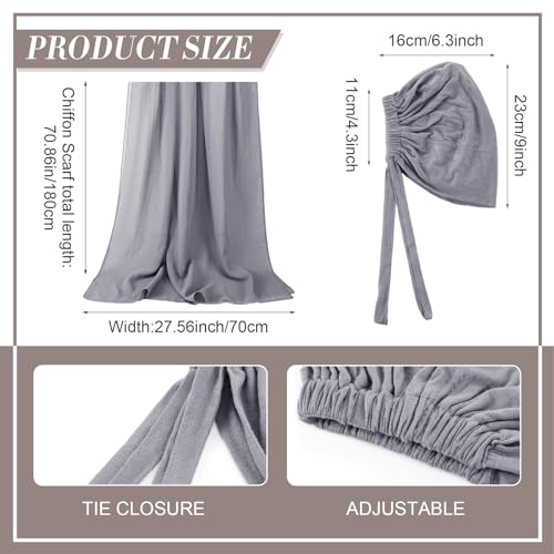 4 Pcs Women Solid Chiffon Hijab Scarves and Undercap Set Long Shawl Soft Wrap Scarves Muslim Inner Hijab Caps2