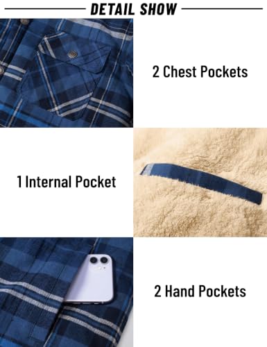 Image of MAGNIVIT Men's Flannel Jacket Plaid Fleece Button Hoodie Jackets Shirt | pure cutton,5 pocket,adjustable drawstring hood,casual,work,outdoor