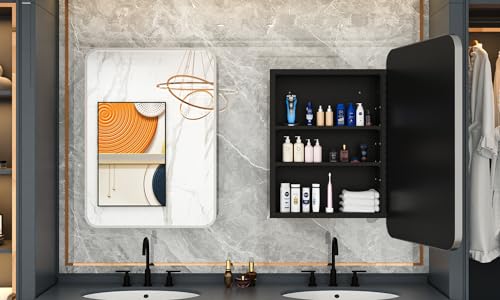Image of ACEMIRO 24x30 Inch Bathroom Medicine Cabinet with Mirror Metal Framed Recessed or Wall Mounted Mirror Medicine Cabinets for Bathroom Brushed Silver