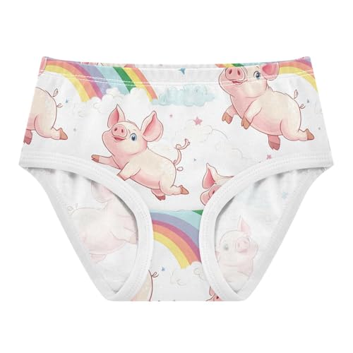 Wusikd Cute Piglets Girls' Underwear Cotton Rainbow Girls Briefs Soft Toddler Underwear 2T