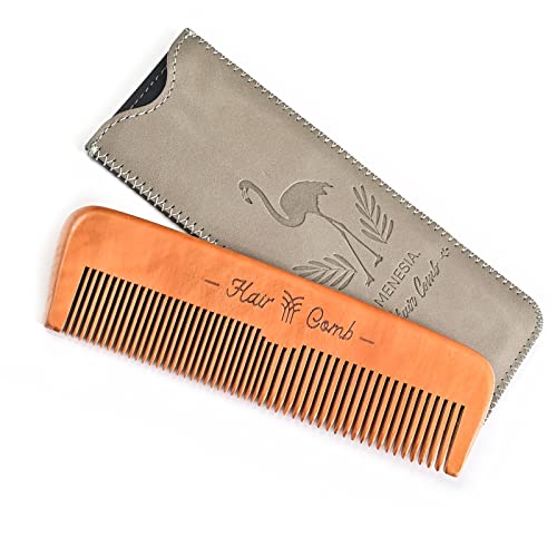 Wooden Hair Combs For Men & Women, Women's Wood Beard Comb With Leather Travel Case,Womens Combs For Hair,Kids Comb,Mens Comb(Black Bird) #TOP4