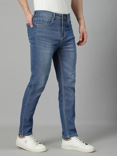 Image of Style Quotient Men Dark Blue Regular Fit Mid Rise Stretchable Jeans