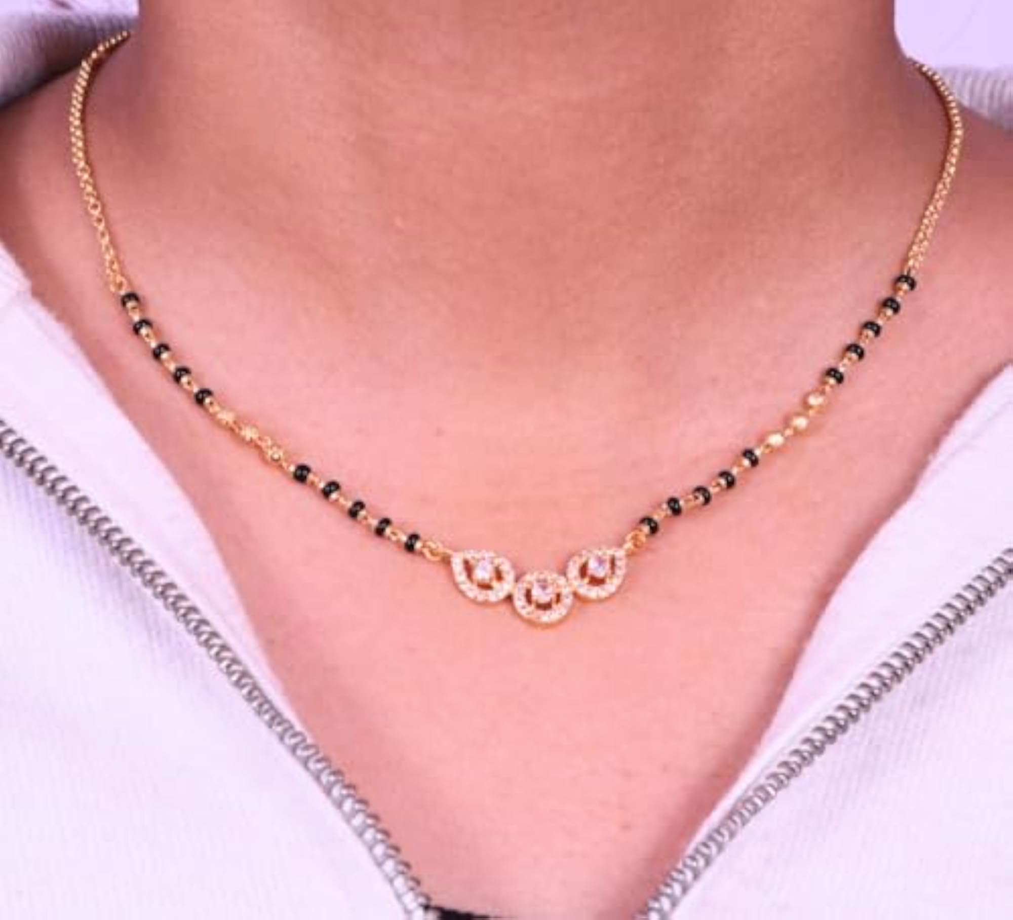 Triple Charm Micro Gold Mangalsutra