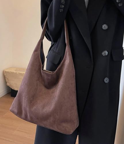 Vintage Suede Tote Bag for Women Autumn Winter 2025 Collection Retro Casual Commute Large Capacity Shoulder Bag2