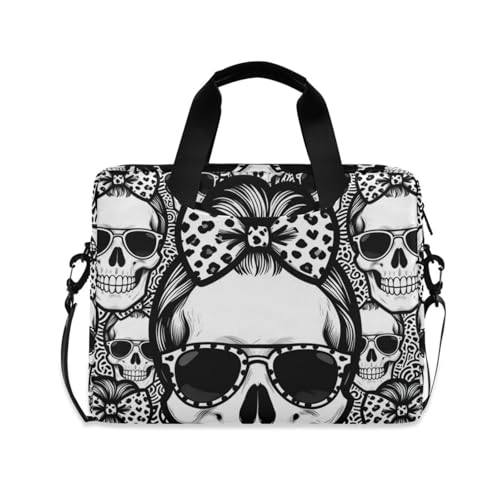 Bandolera de 15.6 pulgadas con asa y diseño de calavera de leopardo