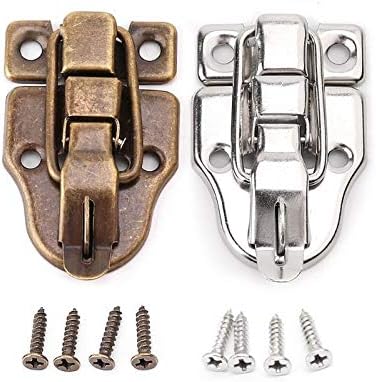 Chinese Antique Box Buckle,Antique Lock Buckle.Vintage Toolbox Lock Antique Metal Buckle Suitcase Case Toggle Lock Hasp Latch Furniture Hardware (Color : Silver)