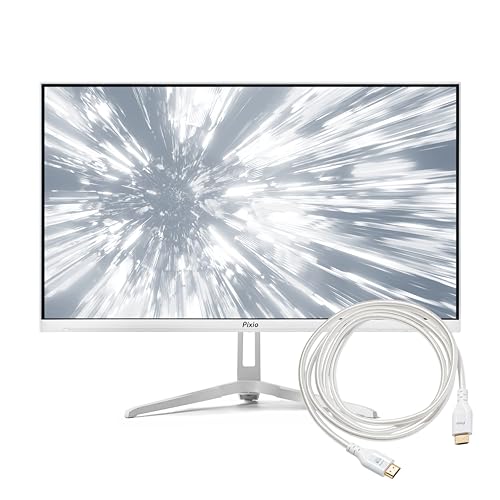 Image of Pixio PX249 Wave White 24 inch 240Hz 1080 Fast IPS Panel 1ms GTG Adaptive Sync Gaming Monitor with White HDMI 2.1 Cable Ultra Certified Ultra High Speed 10FT 8K 60Hz 4K 120Hz Nylon Braided
