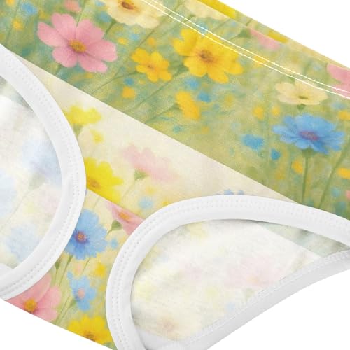 Joisal Colorful Wildflowers Pastel Panties for Girl Toddler Underwear Floral Cotton Cartoon Briefs Kids Undies 2t4
