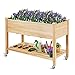 S AFSTAR Raised Garden Bed with Legs, 48x24x33 inch Mobile Elevated Wood Planter Box w/Lockable Wheels, Garden Bed On Wheels for Vegetable Flower Herb Outdoor Indoor