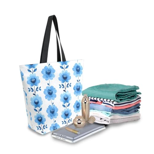 Extra Large Shoulder Tote Bag for Beach Travel Weekender Gym Flower Leaves Pattern Reusable Grocery Canvas Shopping Bag3