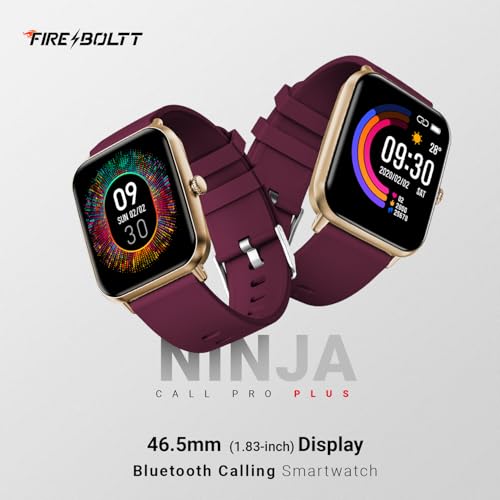 Image of Fire-Boltt Ninja Call Pro Plus Bluetooth Calling Smart Watch, 1.83″ HD Display, AI Voice Assistant, 120+ Sports Modes, IP67 Waterproof, SpO2 & Heart Rate Monitor Smartwatch for Men & Women - Wine