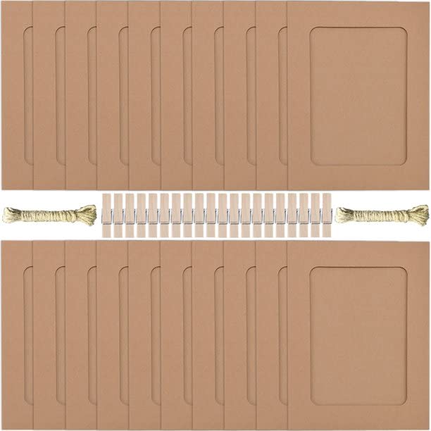 Enenes Paper Photo Frame, 20 PCS Beige for Scrapbooking, 5 x 7 Display, Hanging Decoration for Baby Shower Wedding Birthday Party
