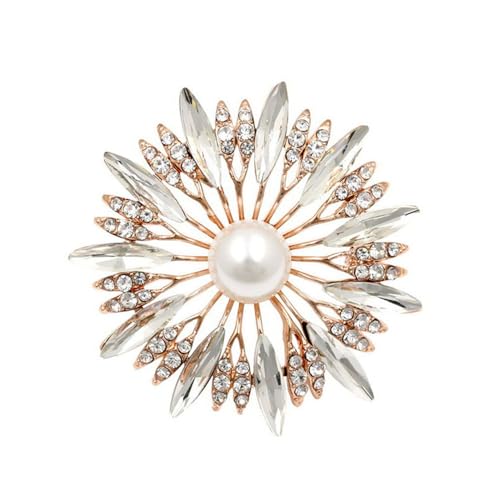 Image of Colorful Rhinestone Crystal Sunflower Brooch Pin for Women Dress Hat Decoration