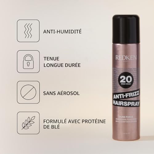 REDKEN - Spray Fixant Non-Aérosol - Anti-Frisottis - Tenue Maximale - Fini Brillant - Sans Résidus - Vegan, Formule Testée Dermatologiquement - Cheveux Bouclés - Anti-Frizz 20 - 250 ml