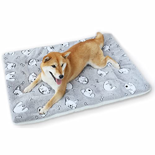 Patas Lague Dog Bed/Pet Beds For Small Dogs(22 * 11 * 1.7In),Reversible Soft Fleece Dog Crate Pad Bed, Machine Washable Cat Kennel Pad (Grey) #TOP10