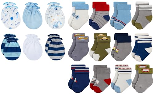 Image of RATIVE Bundle No Scratch Mittens and Newborn Socks 0-6 Months for Baby Boys Girls