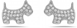 LaTisoro 925 Solid Sterling Silver Scottie Dog Earrings - 10mm Sterling Silver Hypoallergenic Animal Jewelry