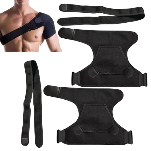 Confezione Da 2 Spallacci Sportivi, Spallacci Regolabili, Spallacci Antistress, Spallacci Fissi Di Supporto (Nero)