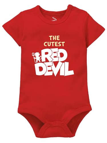 Image of Zeezeezoo The Cutest Red Devil Baby Romper | Bodysuit - Football Fan Outfit for Match Day, Photoshoots & Gifting