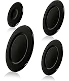 Upgraded Gas Stove Burner Cap Set - 4Piece Metal Cooker Hat Replacement Kit For SABAF Stoves,Oven Gas Hob Burner Crown Flame Cap Cover, Stove Handles Lid Kit (Concave)