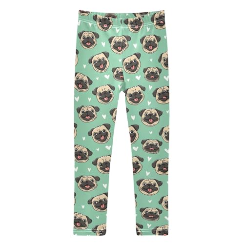Girls Leggings Soft Toddler Ankle Length Bottoms Cute Pugs Kids Dance Yoga Pants 4-10 Years