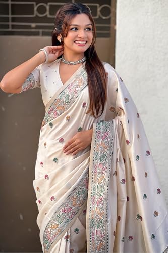 Image of SGF11 Women's Kanjivaram Pure Soft Silk Saree With Unstitched Blouse Piece