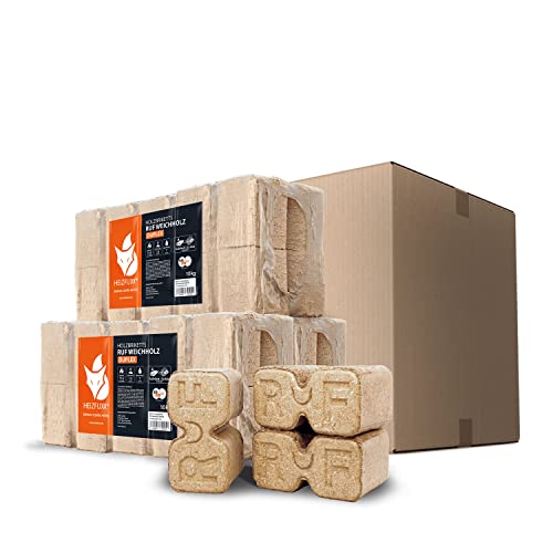 Holzbriketts Weichholz Ruf Duplex Kamin Ofen Brenn Holz Heiz Grill Smoker Brikett 10kg x 3 Gebinde 30kg / 1 Karton Paligo Cover
