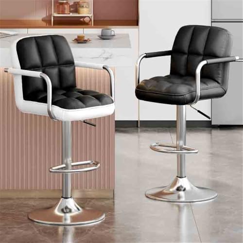 Tabouret de bar avec dossier haut confortable assise pivotante noire - 3