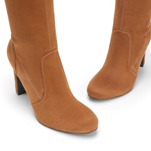 DREAM PAIRS DREAM PAIRS Over The Knee Boots for Women Knee High Boots Thigh High Boots for Women,Size 7.5,Tan-Suede,SDOB2403W