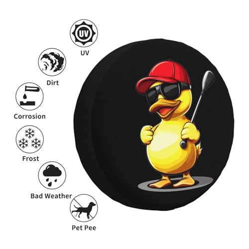 Image of Cute Duck Spare Tire Cover Universal Wheel Tire Cover Funny Cartoon Duck Tire Protectors for Travel Trailer Rv SUV Truck Camper and Many Vehicle 14 Inch