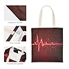 Amooorous Blood Donor Month Electrocardiogram Canvas Tote Bag with handles Reusable Tote Bags Canvas Bag For Women for Dail Bolsa de lona #5