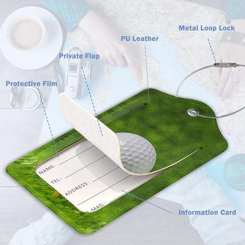 Luggage Tags for Suitcase,2 Pack Golf Ball Luggage Tag with Privacy Flap,Name ID Label and Metal Loop for Women Men Teens Travel4