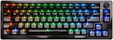 MechLands MC66 65% Hot Swap Programmable RGB 2.4Ghz/ Bluetooth/USB-C Wireless Gaming Keyboard with Double Sound Absorbing Silicone Pad, 4000mAh Battery for Win/MAC/iOS (Black, Gateron Pro Yellow)