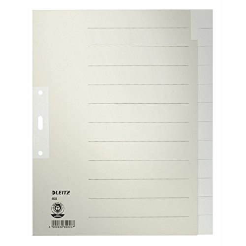 Preisvergleich Produktbild Esselte Leitz Papierregister Blanko, A4, Papier, 12 Blatt, grau