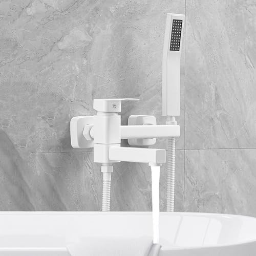 Tapis de bain mural avec une douche laiton noir et douchette LWX