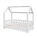 VitaliSpa Kinderbett Hausbett Wiki 70x140cm weiß Kinder Bett Holz Haus Schlafen Hausbett Spielbett Inkl. Lattenrost und Zaun Fallschutzgitter