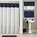 Furniture Fresh: Newport Waffle Weave Shower Curtain, White Body with Navy Top Stripe (70 Wide x 72 Long, Navy)