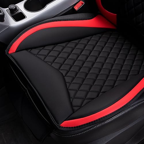 Flying Banner car seat Covers seat Cushions Luxe Fit Faux Leather Easy Installation Vehicles Non Slip Premium (Black Red, 2 x Front Seat Cover) by Flying Banner - Image 4