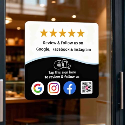 Review Tap Card & Social Media Sign NFC Plate –