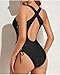 Holipick Women Black Sexy One Piece Swimsuit One Shoulder Bathing Suit Lace Up Swimwear Monokini XXL