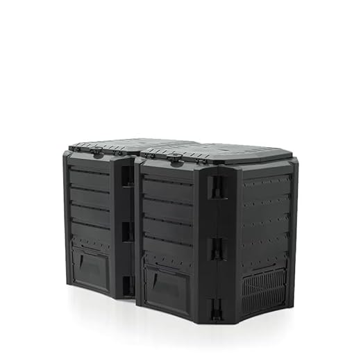 800L Double Modular Compost Bin Weather Resistant Garden Waste Box in Black with Dual Chambers for Efficient Composting, Ideal for Outdoor Use and Organic Fertilizer Production