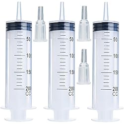 AKRAF 3 Pack 200ml Syringe for Scientific Labs, Refilling, Measuring