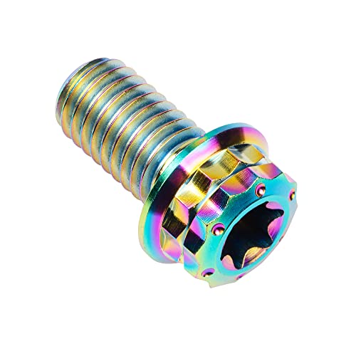 Image of Titanium Flange 12 Point Head M8 x15 20 25 30 35 40 45 50 55 60 65mm Screw Bolt Pack of 4 (M8x15mm, Rainbow)