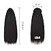 Natural Long Kinky Srtaight Drawstring Ponytail Extension for Black Women, Yaki Curly Hair 24 Inch Clip in Ponytail Extension (1B#)