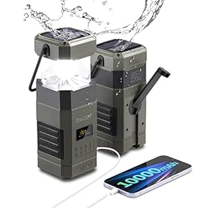 Raddy SL10 Draagbare zwengelradio, campingzaklamp, oplaadbaar, 10.000 mAh, noodgevallen, bluetooth-luidspreker, IPX6, crankdynamo op FM, zaklamp, SOS-alarm voor buiten