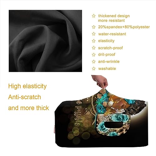 Image of Travel Suitcase Protector African American Girl Elastic Protective Washable Luggage Cover With Concealed Zipper Suitable For 18-32 Inch, Color-3-8, S (for 18--21 inch luggage)