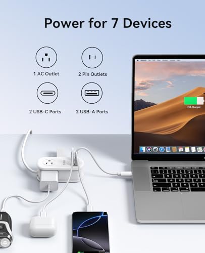 65W ORICO 7-in-1 GaN USB Travel Power Strip Charging Station - image 2